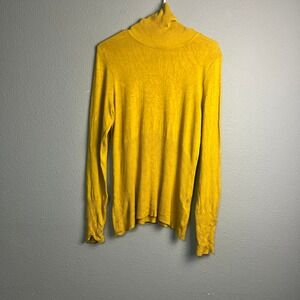 Apostrophe Womens XL Yellow Ribbed Turtleneck Sweater Viscose Nylon Spandex L/SL